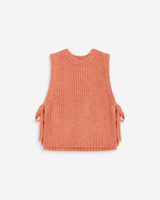 Sleeveless side-tie sweater peche Argan