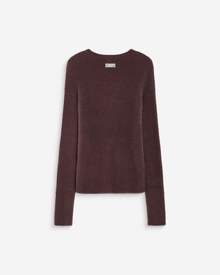 Pull doux près du corps col rond aubergine Auryn