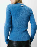 Pull doux près du corps col rond bleuet Auryn