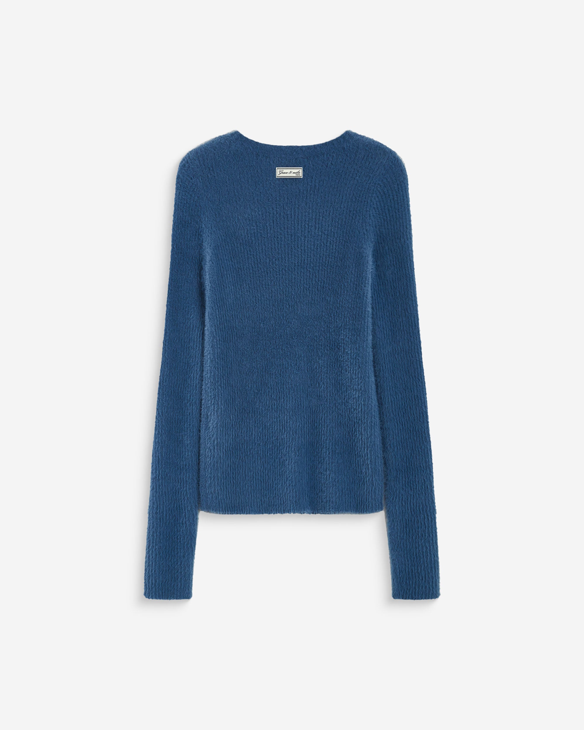 Pull doux près du corps col rond bleuet Auryn