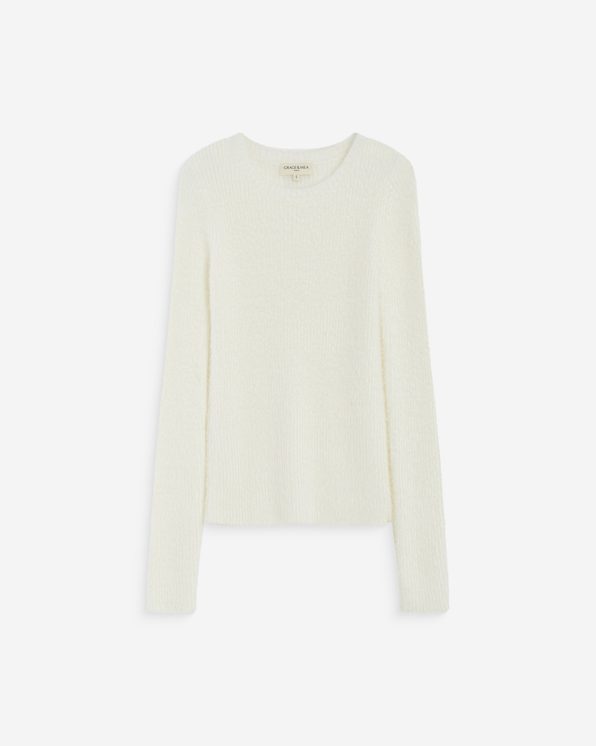 Pull doux près du corps col rond ecru Auryn