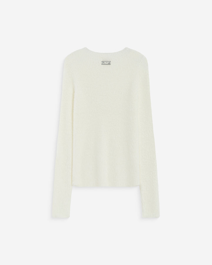 Pull doux près du corps col rond ecru Auryn