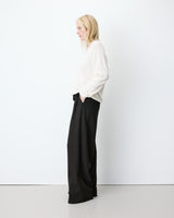 Knit sweater with lace V-neck ecru Augustin