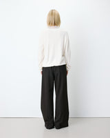 Knit sweater with lace V-neck ecru Augustin
