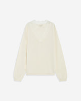 Knit sweater with lace V-neck ecru Augustin