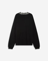 Knit sweater with lace V-neck noir Augustin