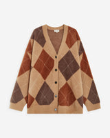 Cardigan doux à losanges col V beige Alexan