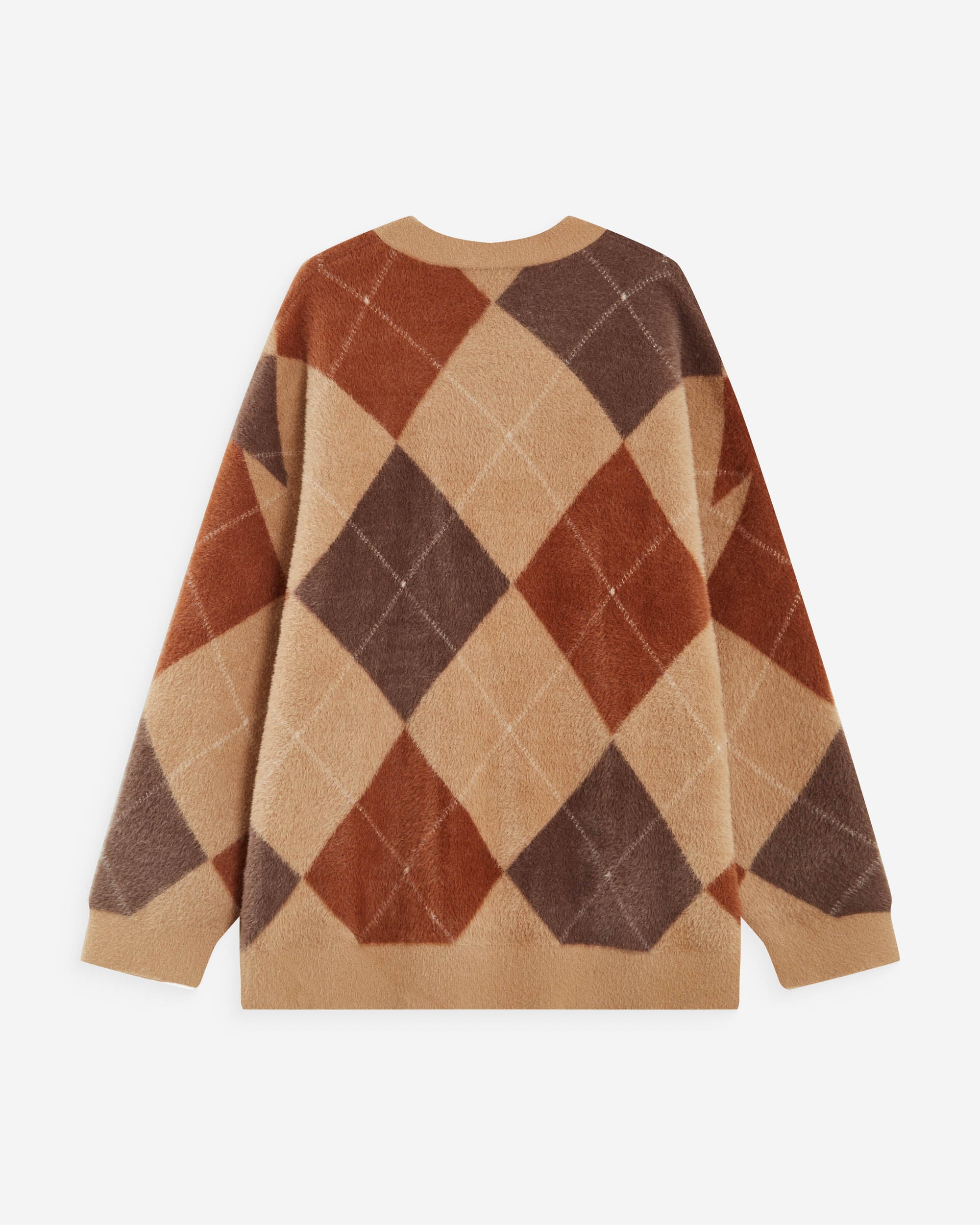Cardigan doux à losanges col V beige Alexan