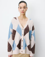 Argyle V-neck cardigan bleuet Alexan