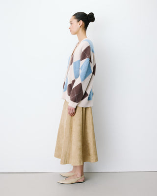 Argyle V-neck cardigan bleuet Alexan
