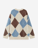 Argyle V-neck cardigan bleuet Alexan