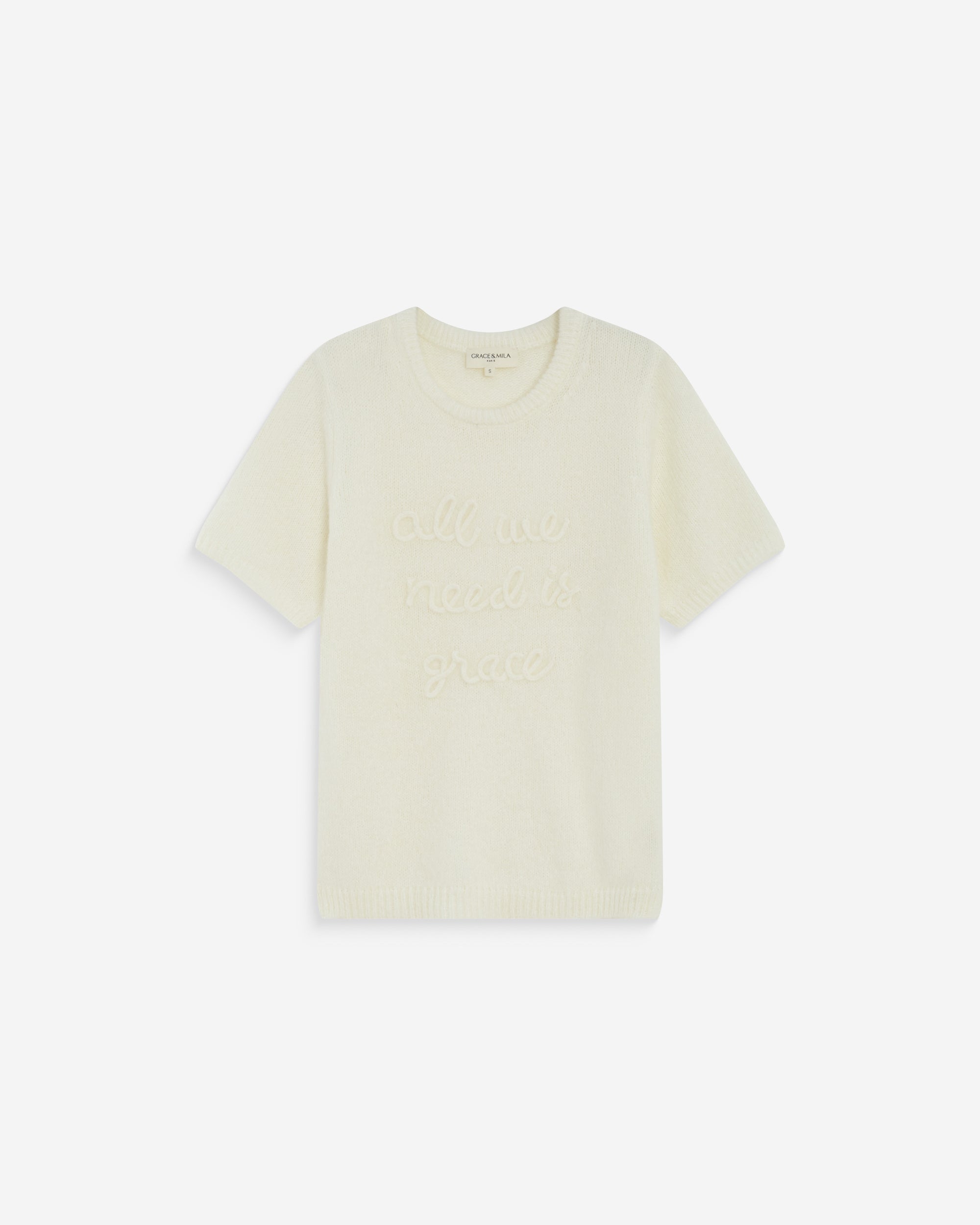 Jersey con mensaje bordado ivoire Austyn