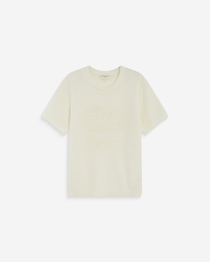 Jersey con mensaje bordado ivoire Austyn