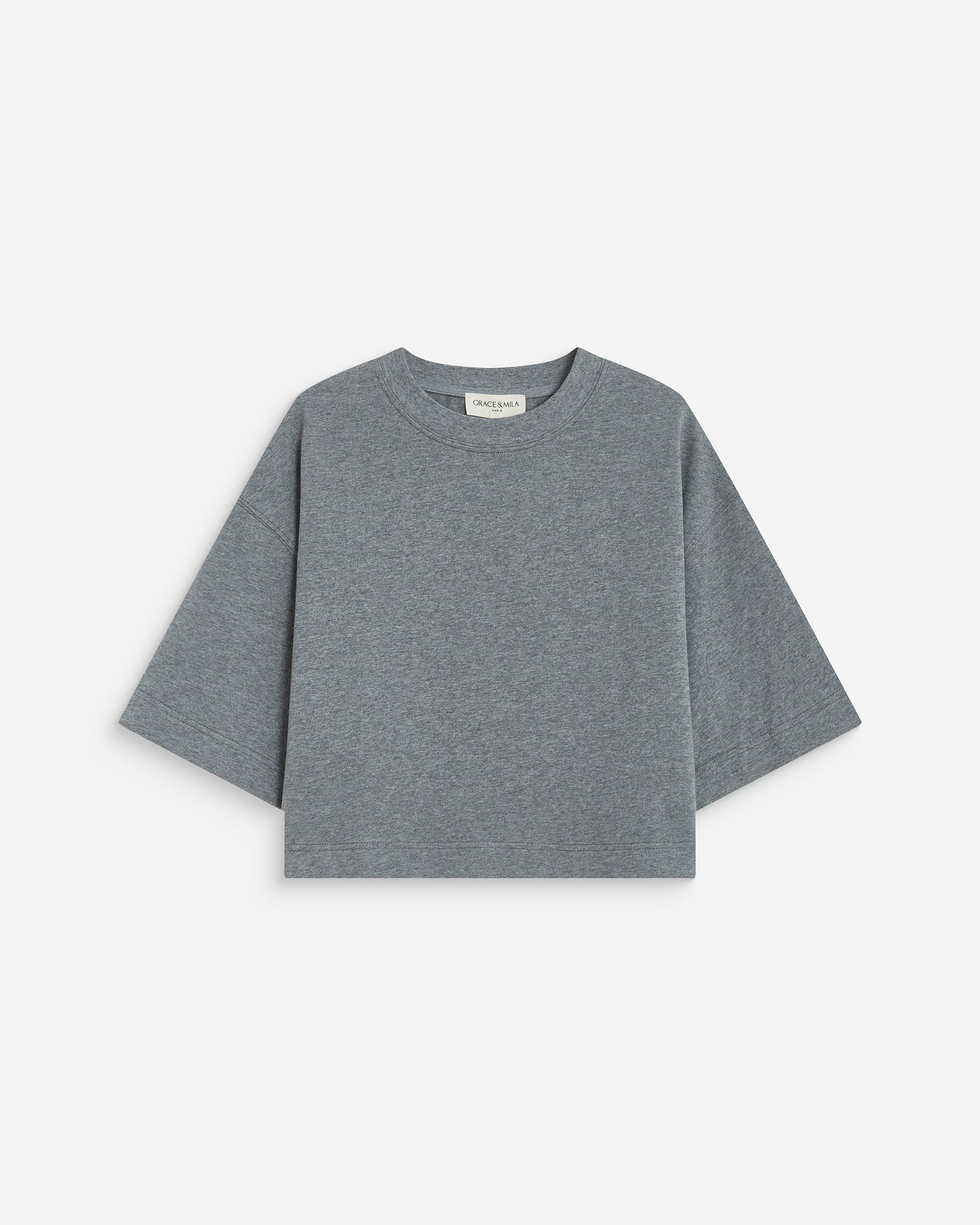 T-shirt oversize court en coton gris Arvel