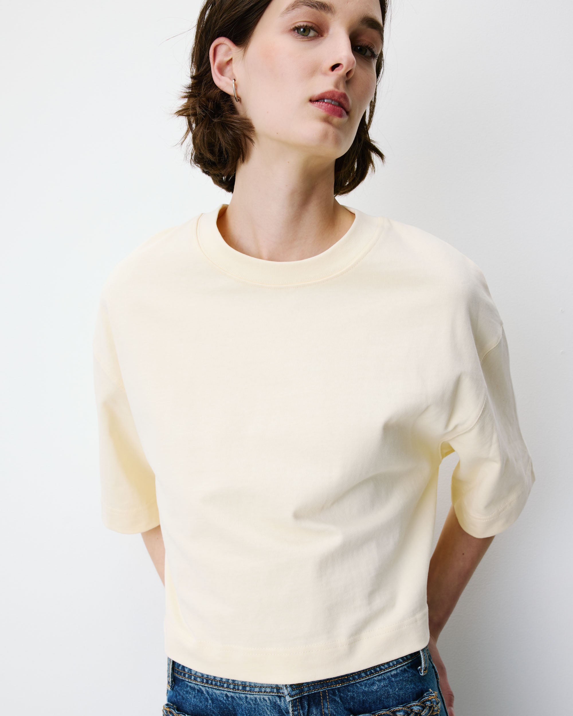 Camiseta corta de algodón vanille Arvel