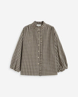Blouse à carreaux manches bouffantes latte Adelie