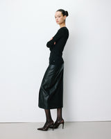 Top seconde peau en laine mélangée col rond noir Alkias