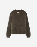 Pull large doux en mohair mélangé col V taupe Adorable