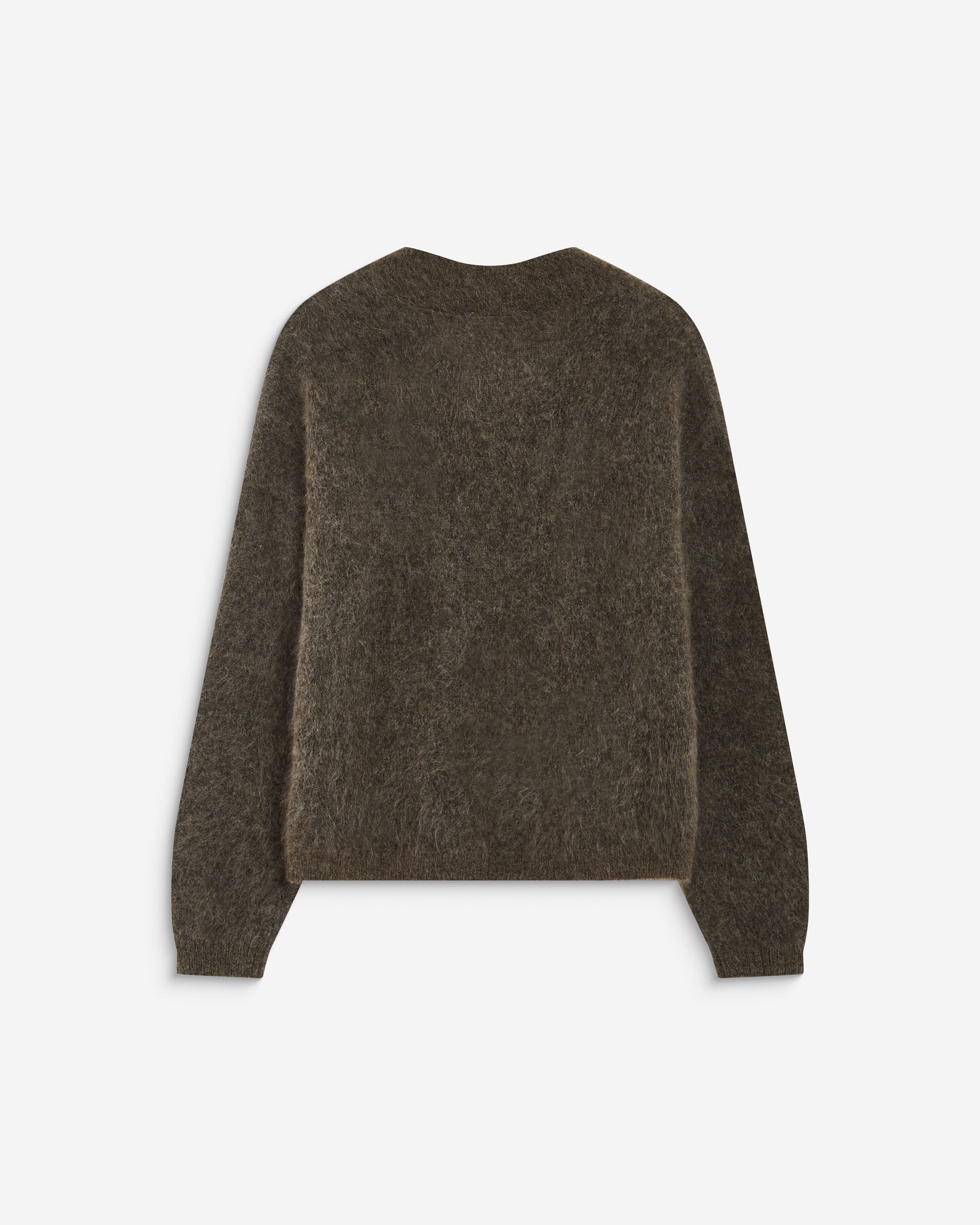 Pull large doux en mohair mélangé col V taupe Adorable