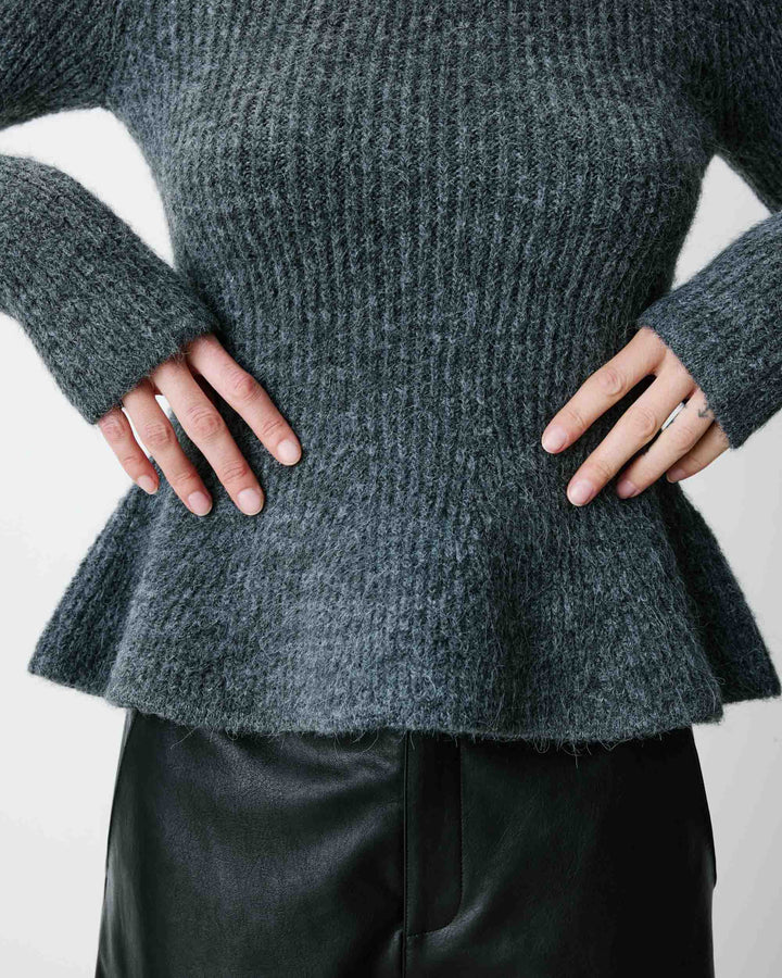 Peplum knit sweater anthracite Alvar
