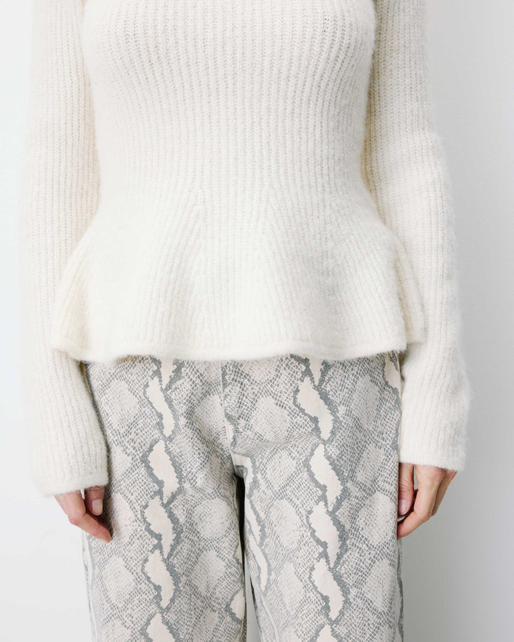 Peplum knit sweater ecru Alvar