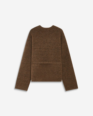 Cardigan cache-cœur nouable en maille chocolat Anior