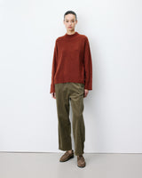 Pull large en maille jersey col montant terracotta Adelice