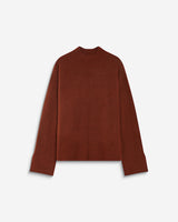 Pull large en maille jersey col montant terracotta Adelice