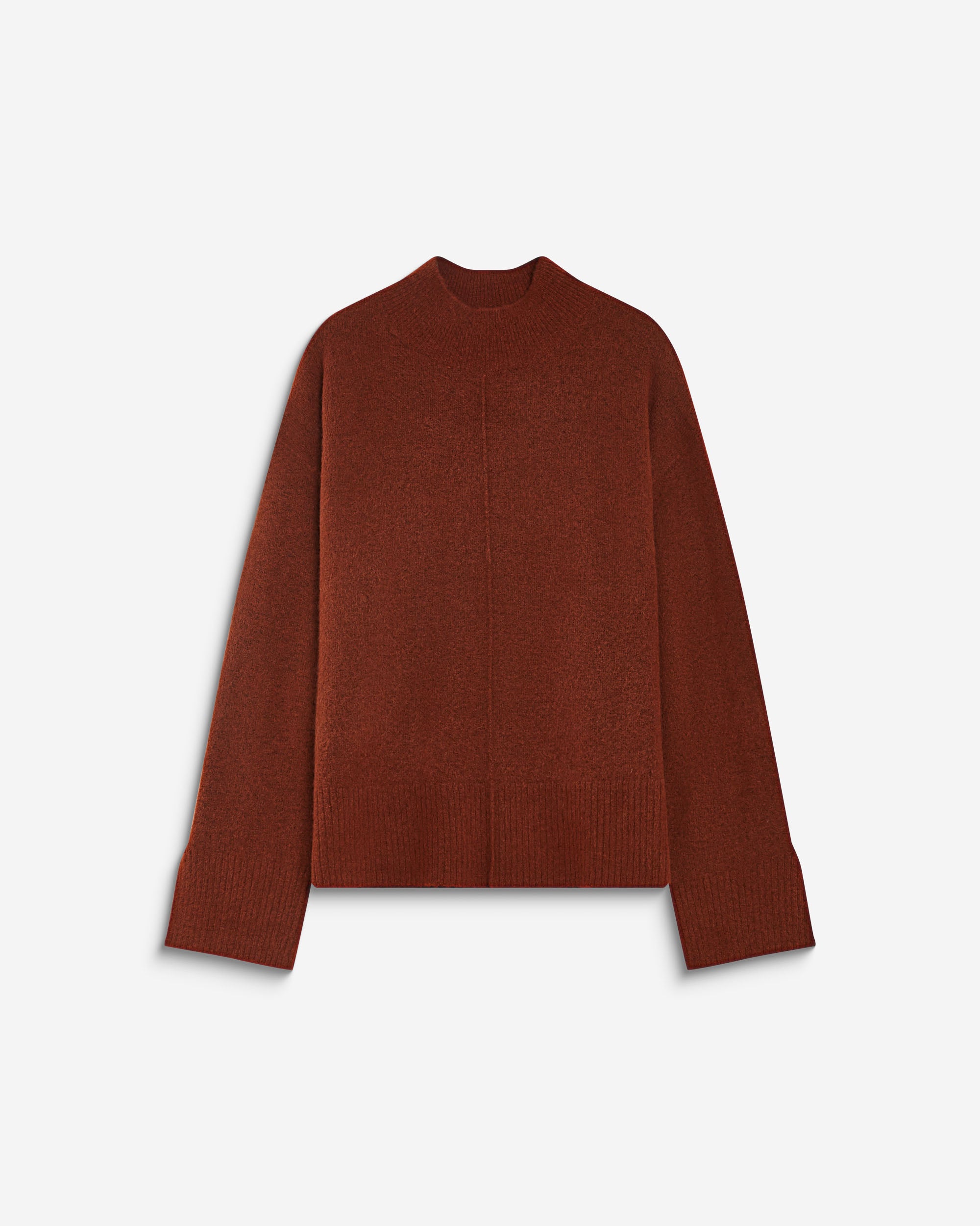 Pull large en maille jersey col montant terracotta Adelice