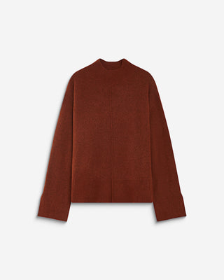 Pull large en maille jersey col montant terracotta Adelice