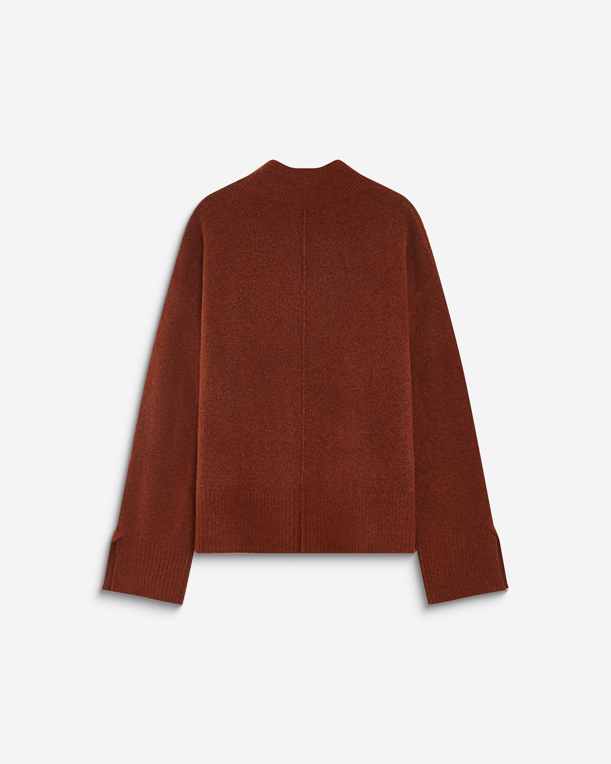 Pull large en maille jersey col montant terracotta Adelice
