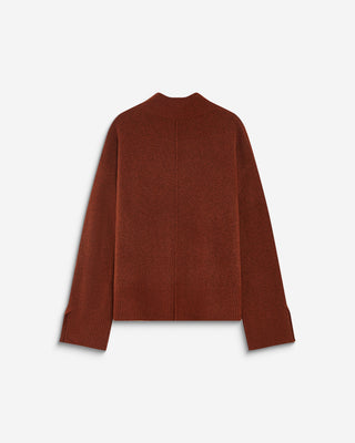 Pull large en maille jersey col montant terracotta Adelice