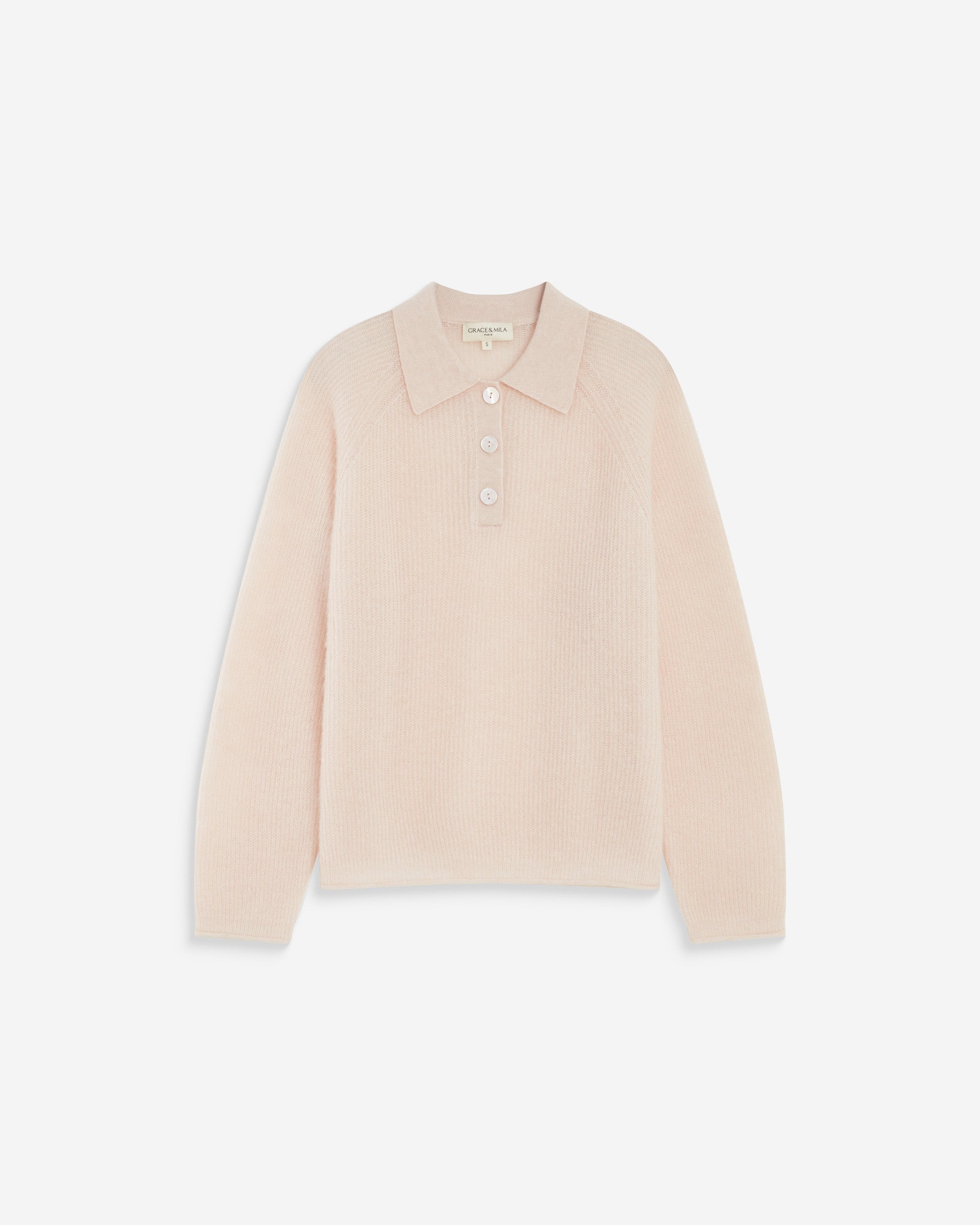 Textured knit polo sweater nude Alevan