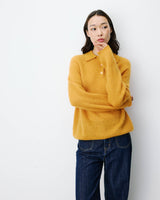 Textured knit polo sweater ocre Alevan