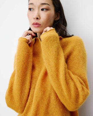 Textured knit polo sweater ocre Alevan
