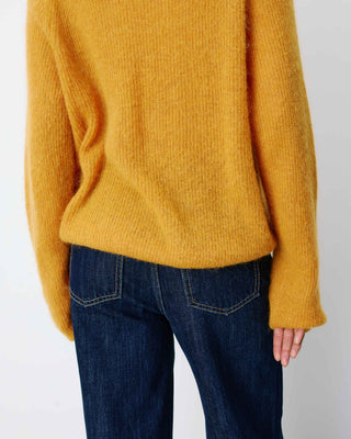 Textured knit polo sweater ocre Alevan