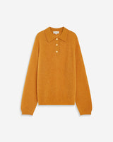 Textured knit polo sweater ocre Alevan