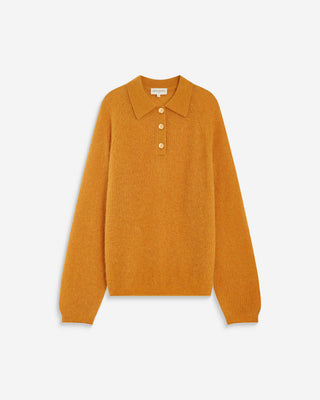 Textured knit polo sweater ocre Alevan