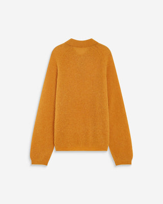 Textured knit polo sweater ocre Alevan