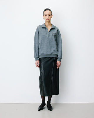 Sweat oversize col polo ouvert anthracite Archibald