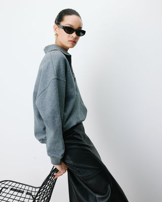 Sweat oversize col polo ouvert anthracite Archibald