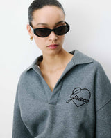 Sweat oversize col polo ouvert anthracite Archibald