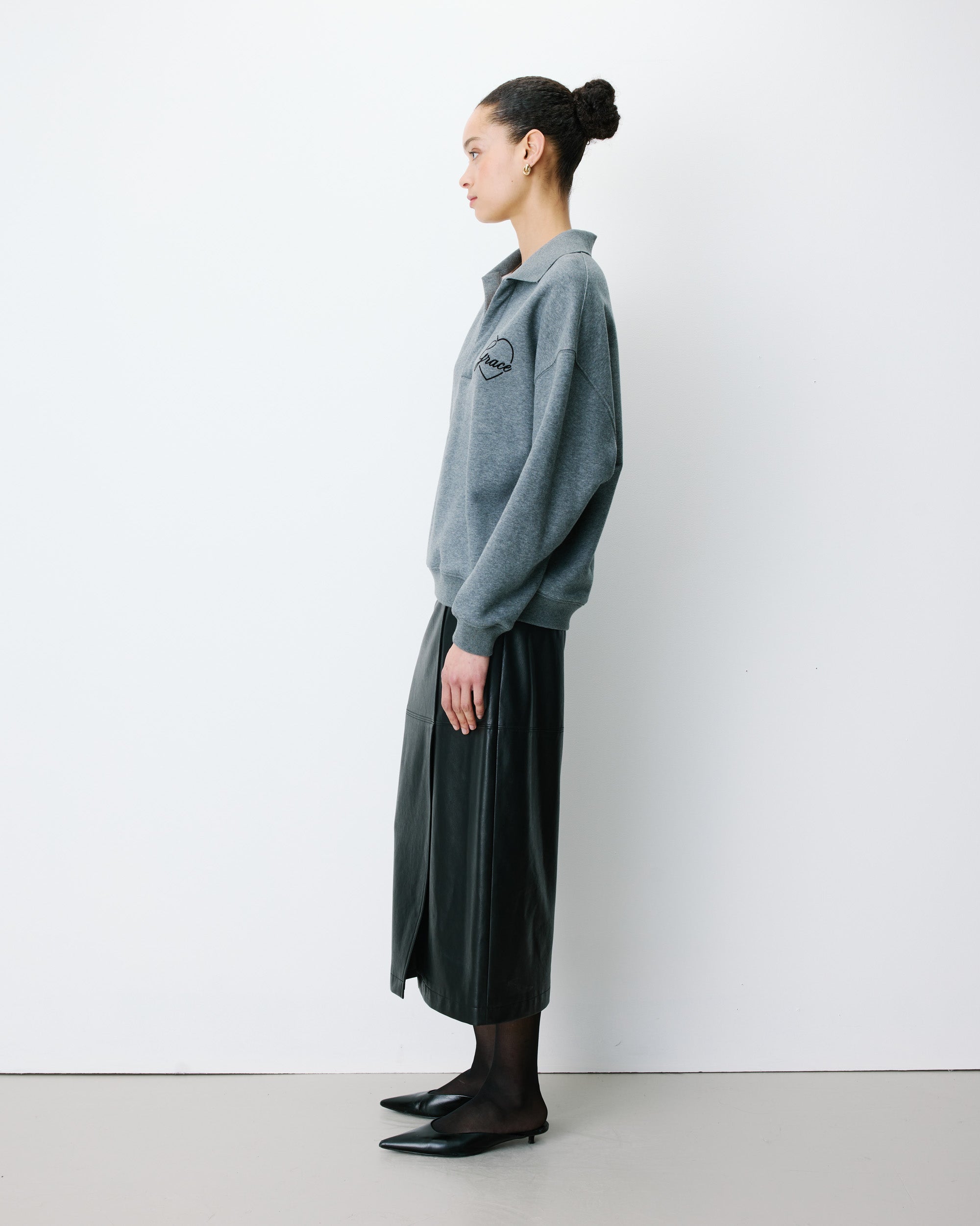 Sweat oversize col polo ouvert anthracite Archibald