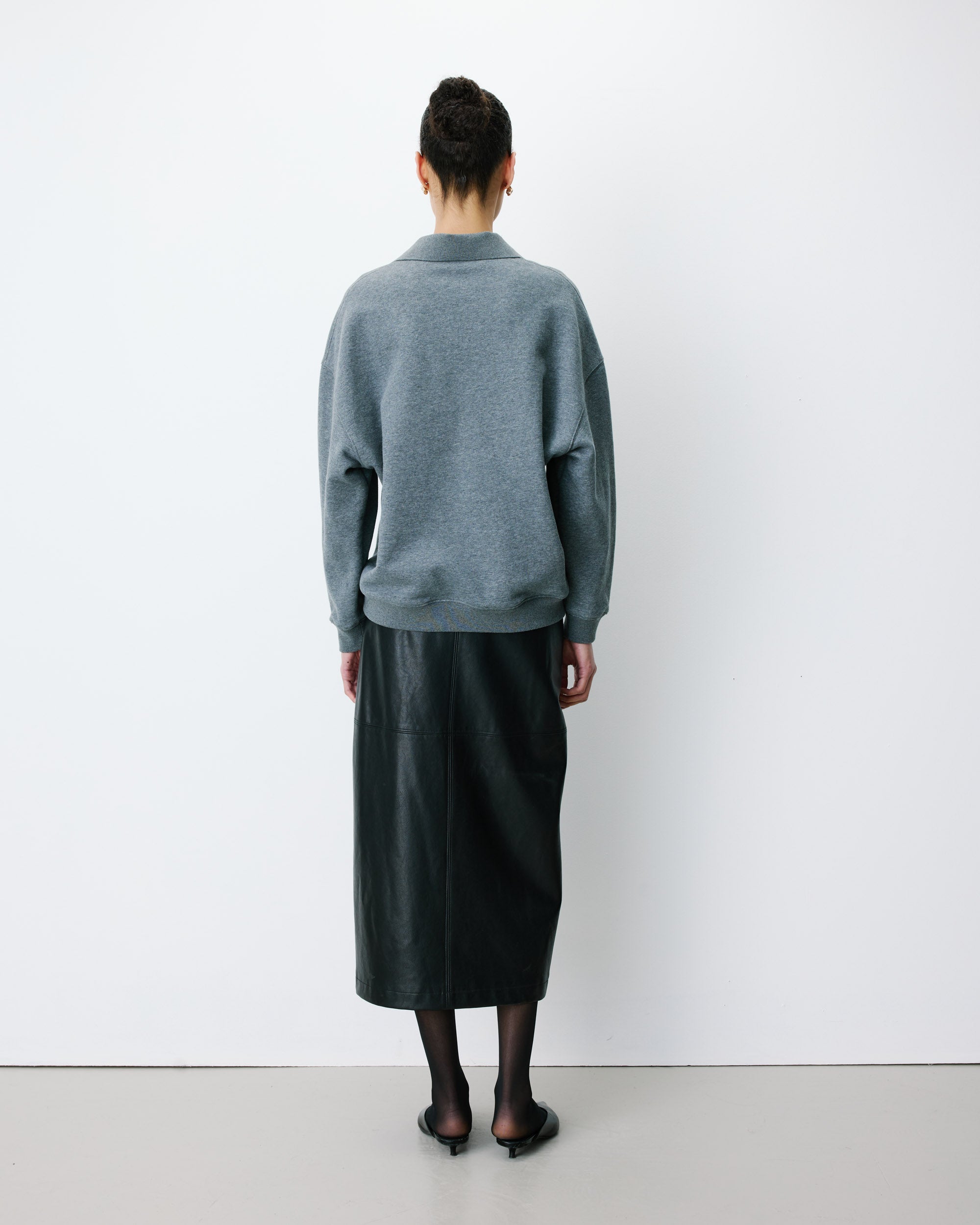 Sweat oversize col polo ouvert anthracite Archibald