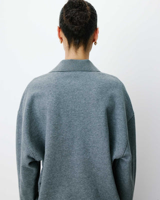 Sweat oversize col polo ouvert anthracite Archibald