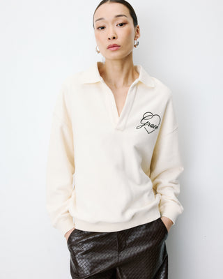 Oversized polo sweatshirt ecru Archibald