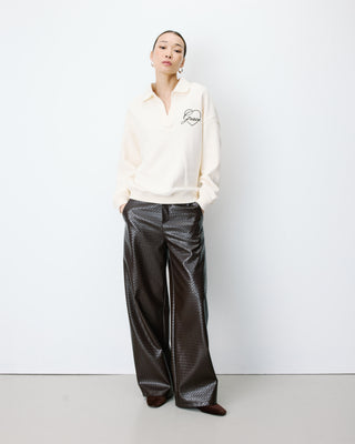 Oversized polo sweatshirt ecru Archibald