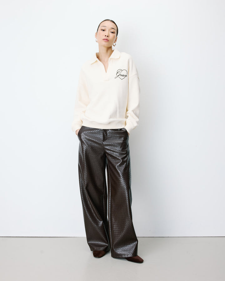 Oversized polo sweatshirt ecru Archibald