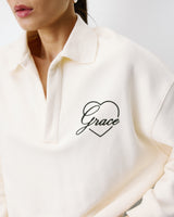 Oversized polo sweatshirt ecru Archibald