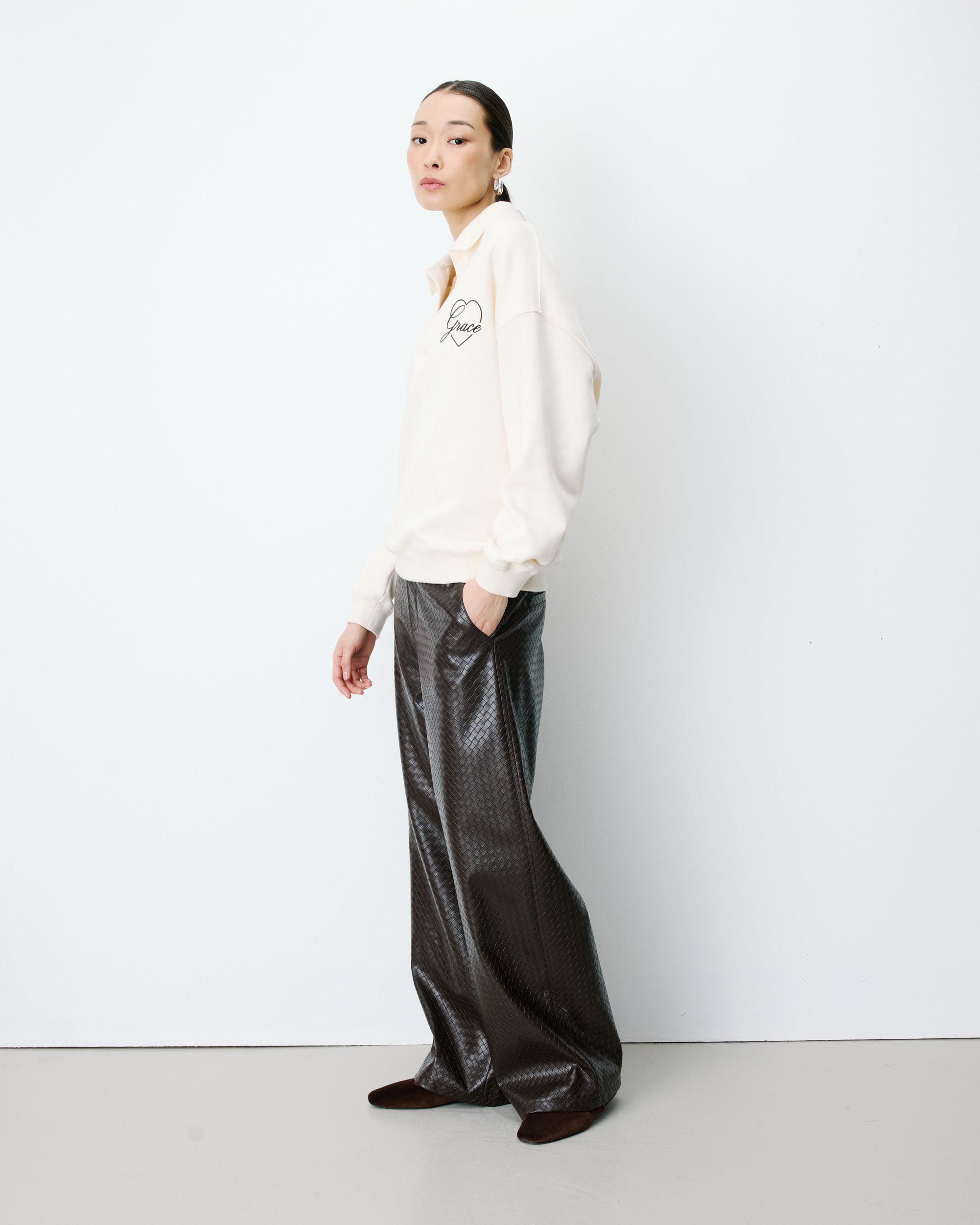 Oversized polo sweatshirt ecru Archibald